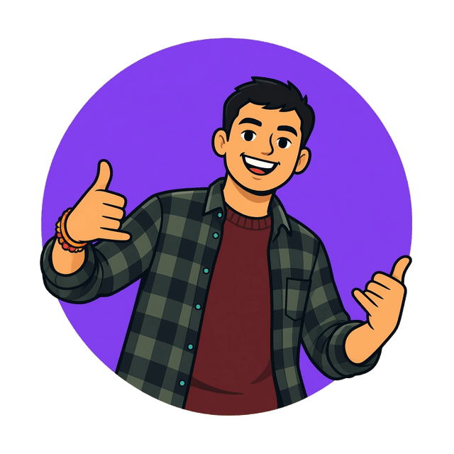 Cartoon version of Sarthak giving a thumbs up